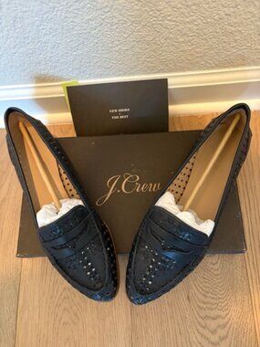 NWB J Crew Collins woven genuine leather loafers flats